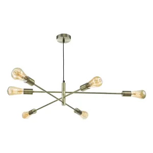 ALA0675 6 Light Suspended Light Antique Brass