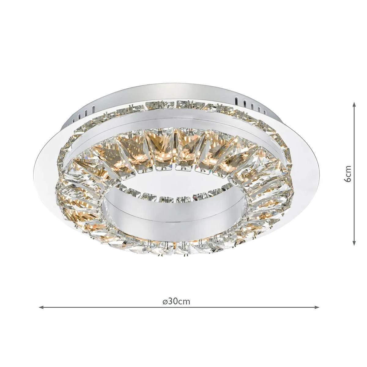 ALT5250 LED Crystal Flush Light Polished Chrome