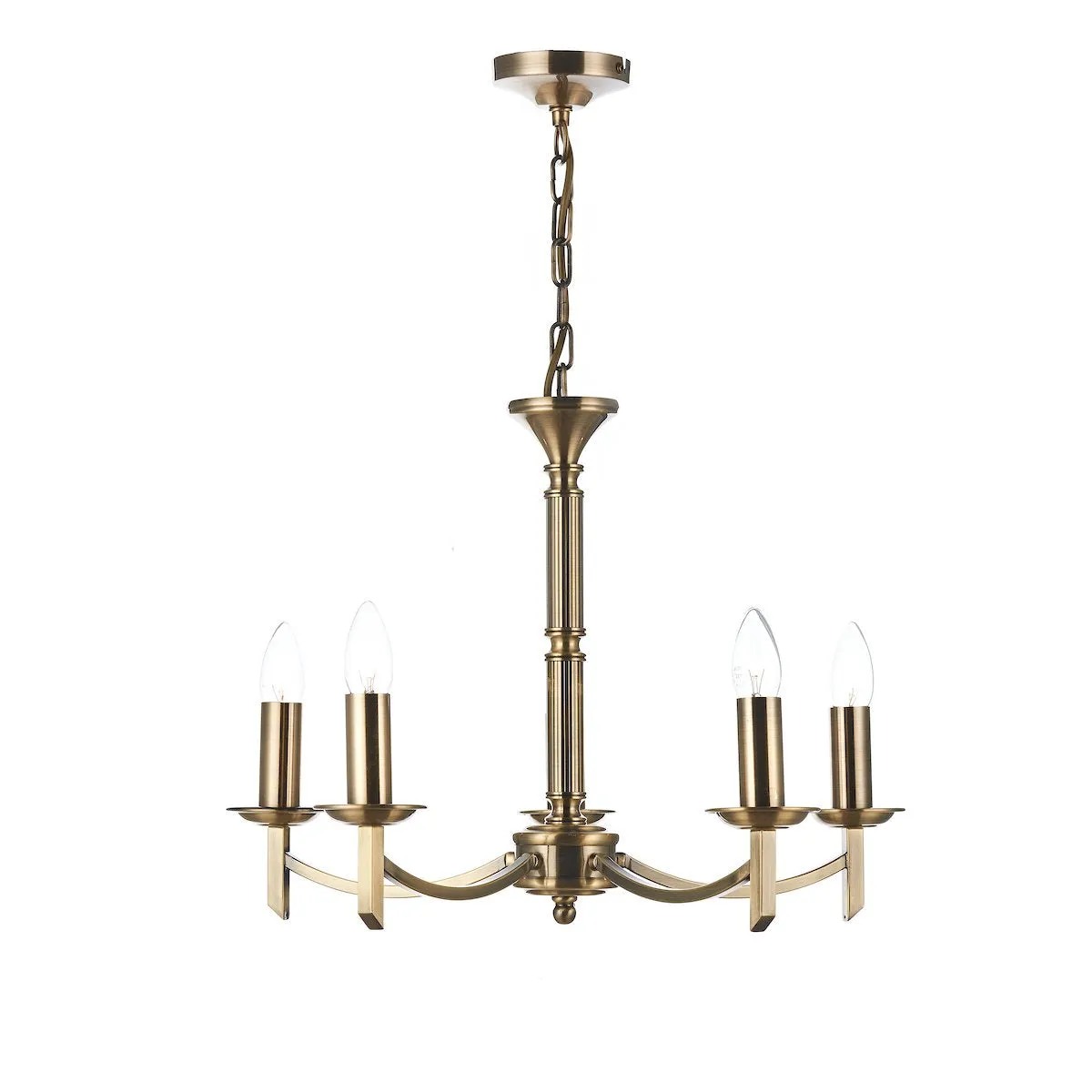 AMB0575 5 Light Multi Arm Light Antique Brass
