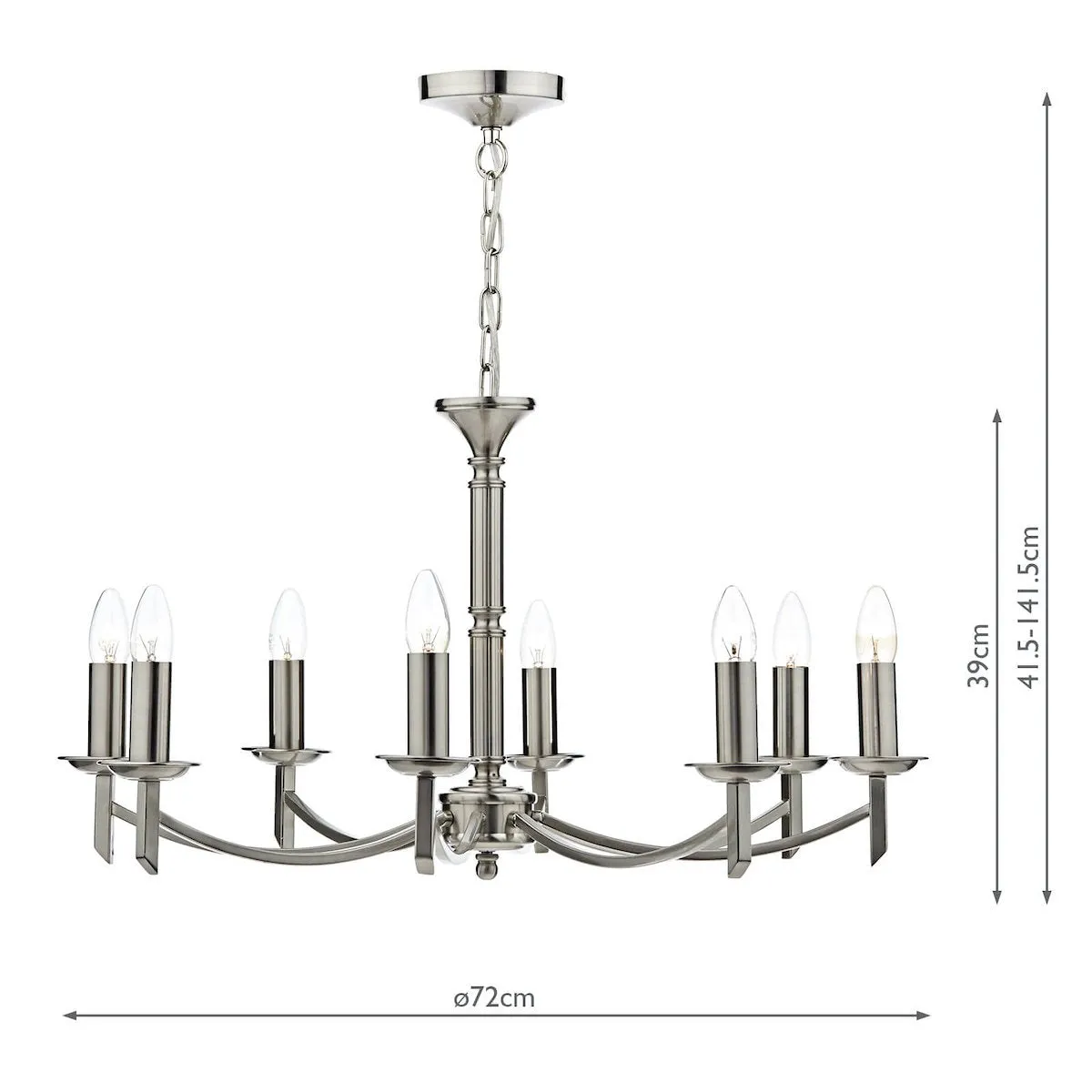 AMB0846 8 Light Multi Arm Light Satin Chrome