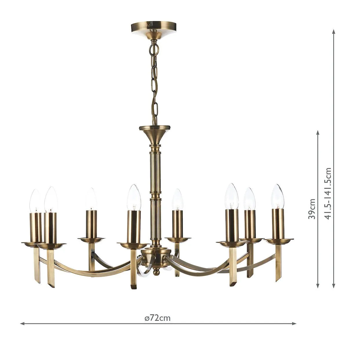 AMB0875 8 Light Multi Arm Light Antique Brass