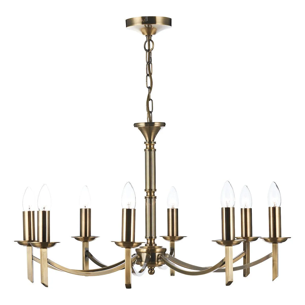 AMB0875 8 Light Multi Arm Light Antique Brass