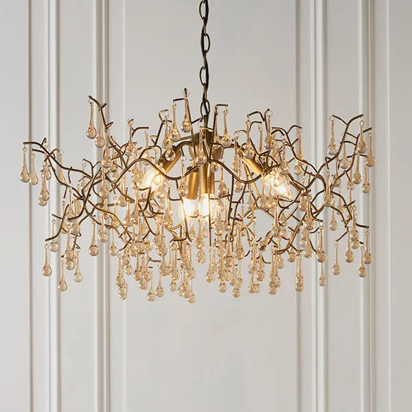 Antique Gold Champagne Teardrop Pendant Chandelier