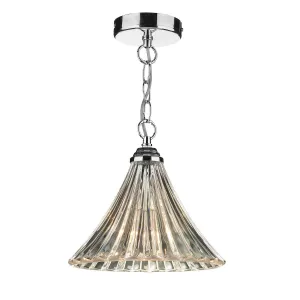 ARD0150 1 Fluted Glass Single Pendant Polished Chrome