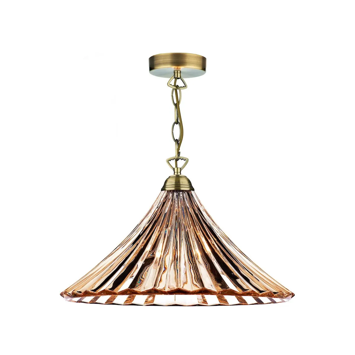 ARD866 Large Single Pendant Amber Glass & Antique Brass