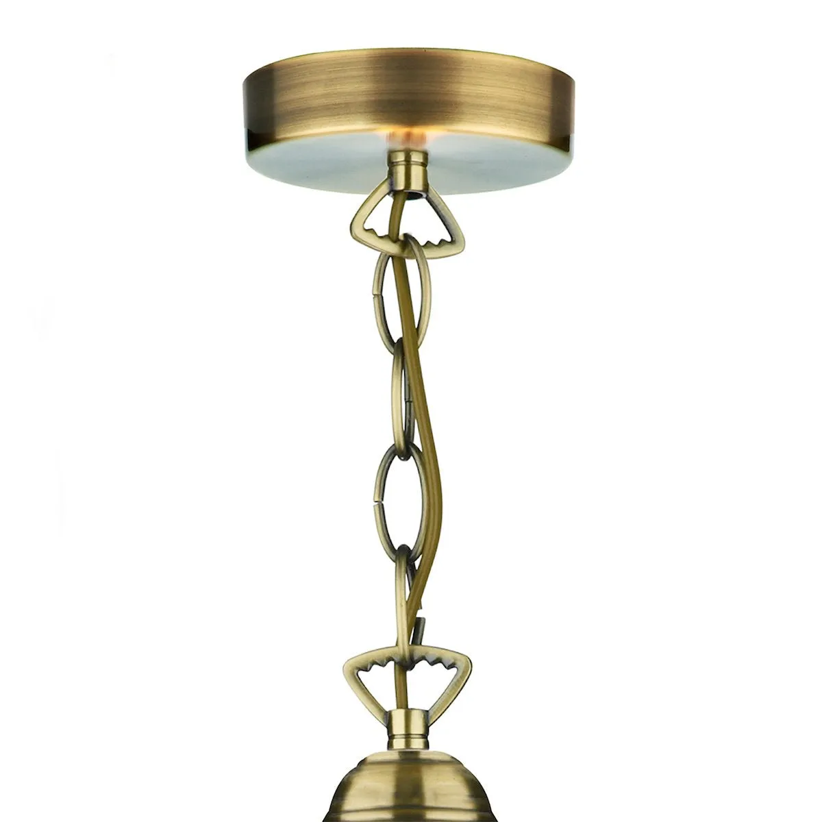 ARD866 Large Single Pendant Amber Glass & Antique Brass