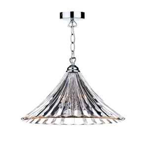 ARD868 Large Single Pendant Clear Glass/Polished Chrome Finish