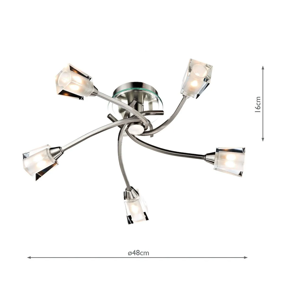 AUS0546 5 Light Semi Flush Light Satin Chrome