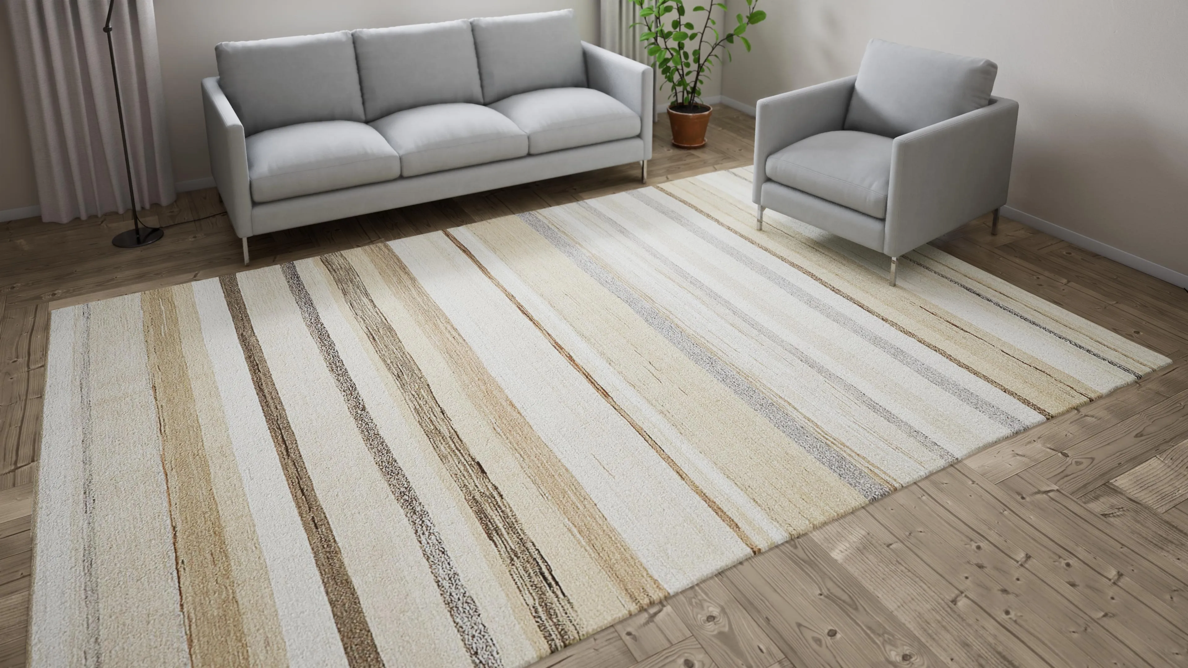 Beige Flatweave Hemp Rug - 8'6" x 12'7"