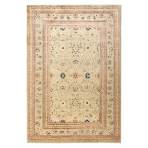 Beige Traditional Wool Rug - 6'1" x 8'10"