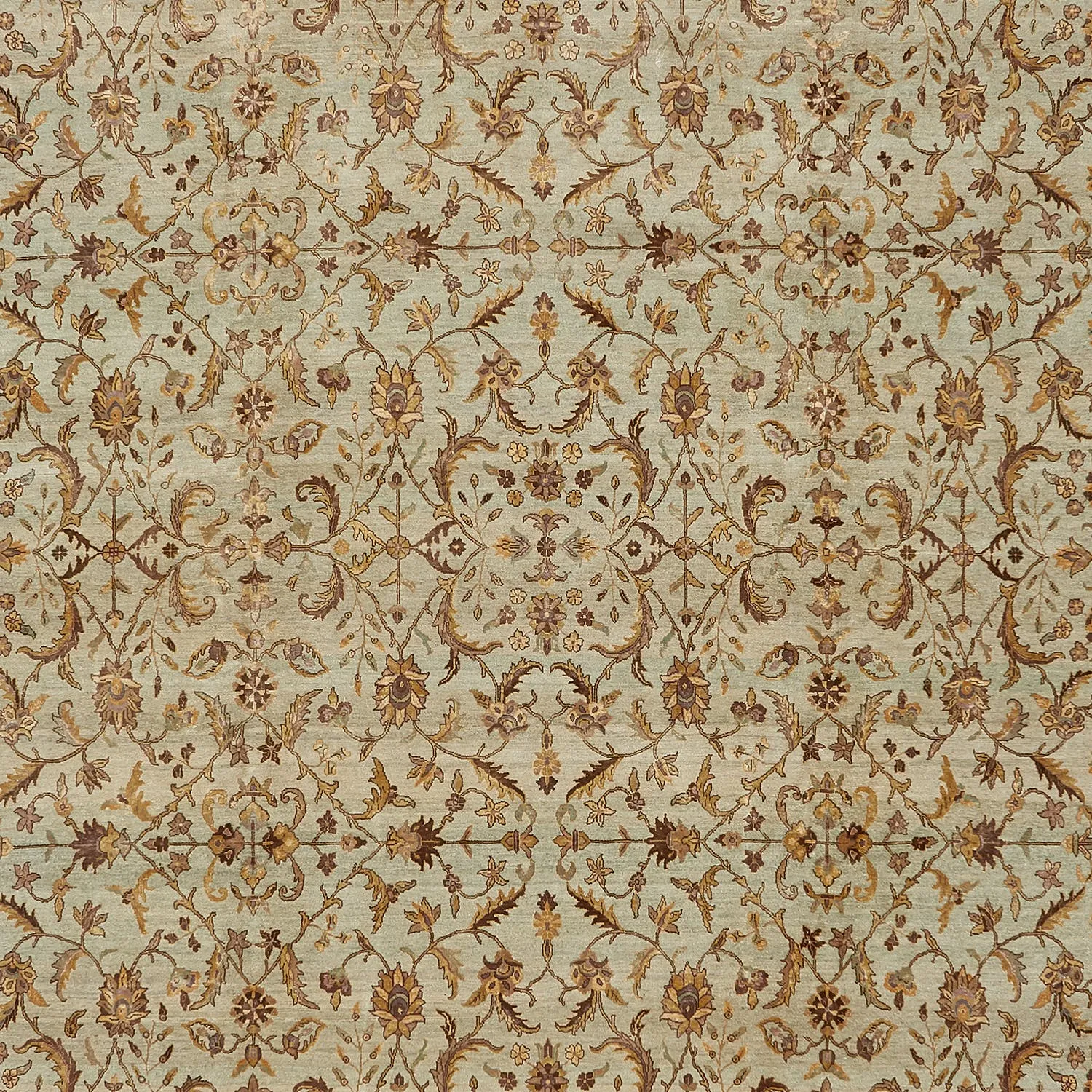 Beige Traditional Wool Silk Blend Rug - 10'10" x 11'4"