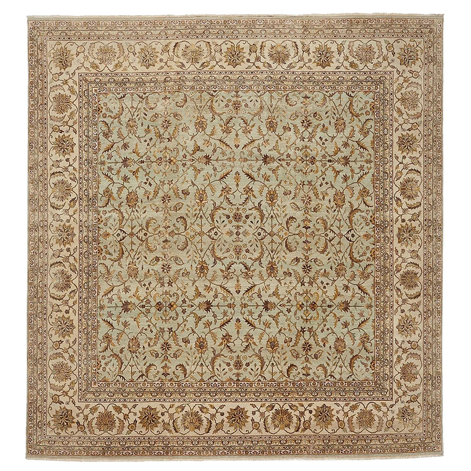 Beige Traditional Wool Silk Blend Rug - 10'10" x 11'4"
