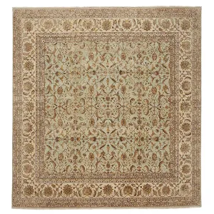 Beige Traditional Wool Silk Blend Rug - 10'10" x 11'4"