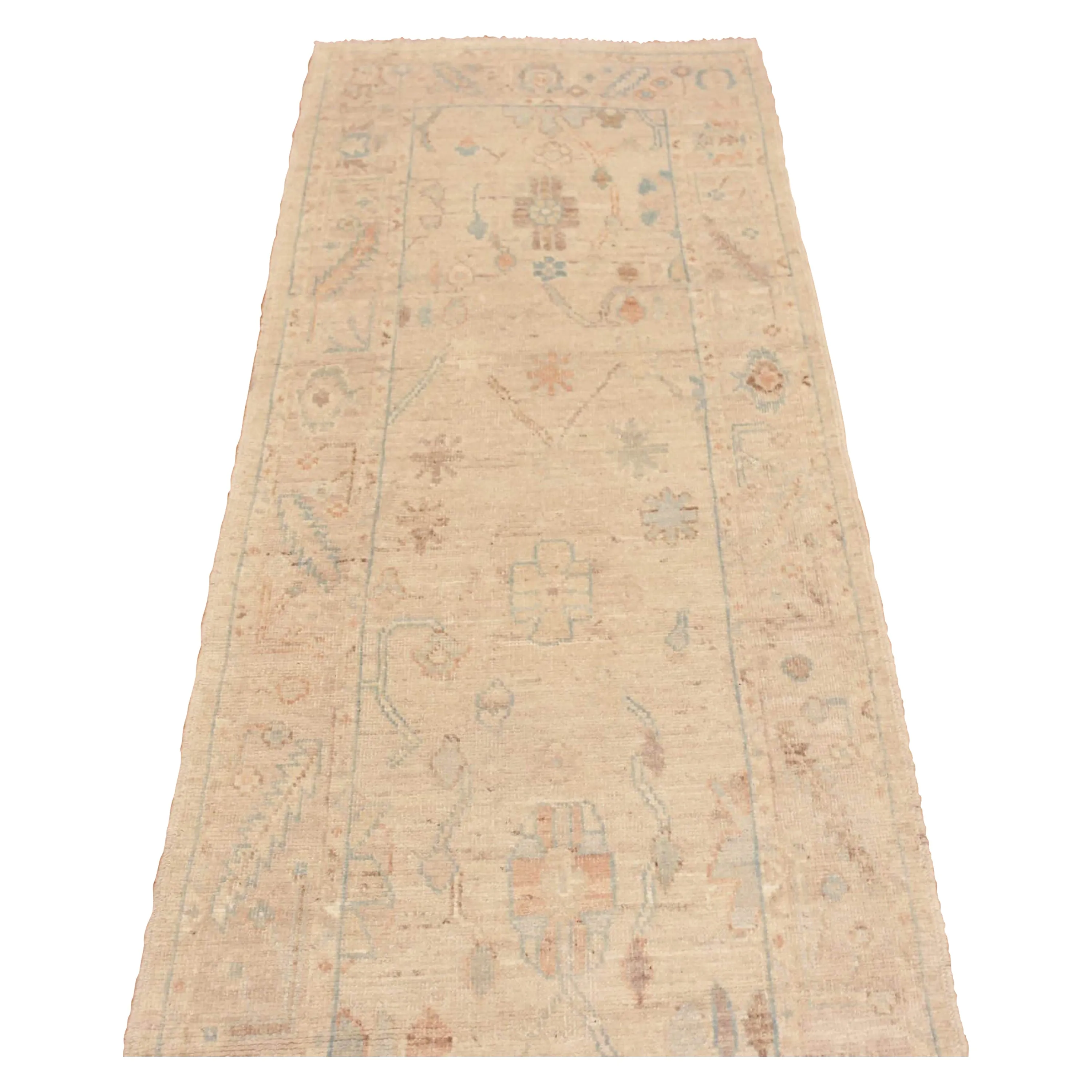 Beige Zameen Modern Wool Runner - 2'11" x 10'4"
