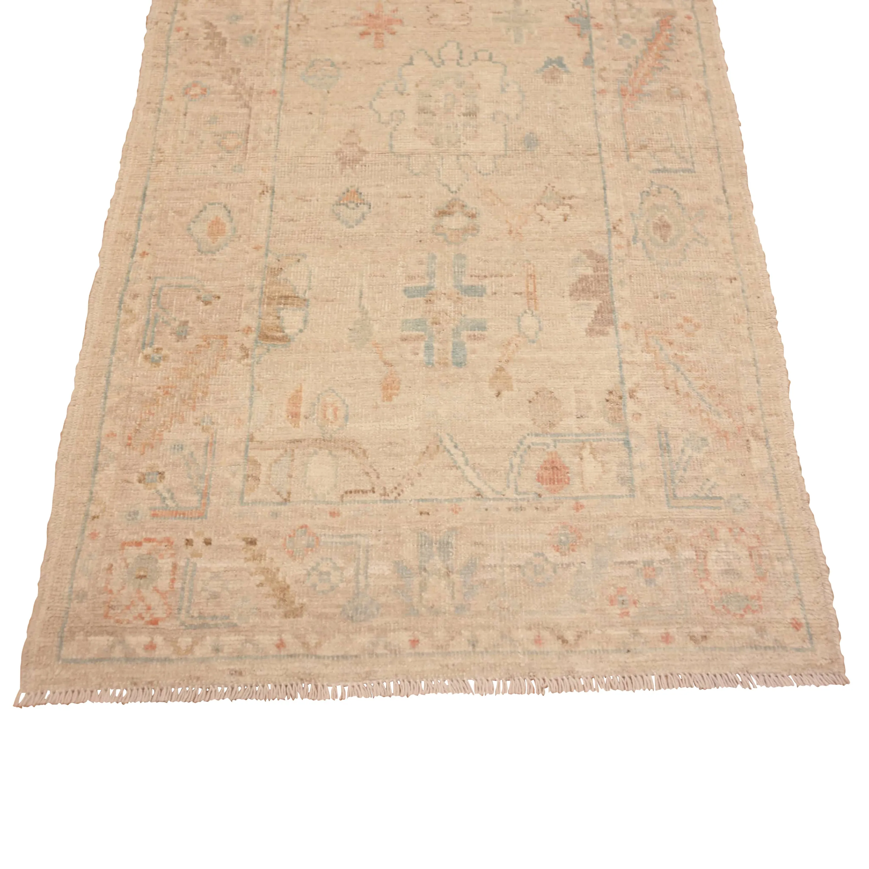 Beige Zameen Modern Wool Runner - 2'11" x 10'4"