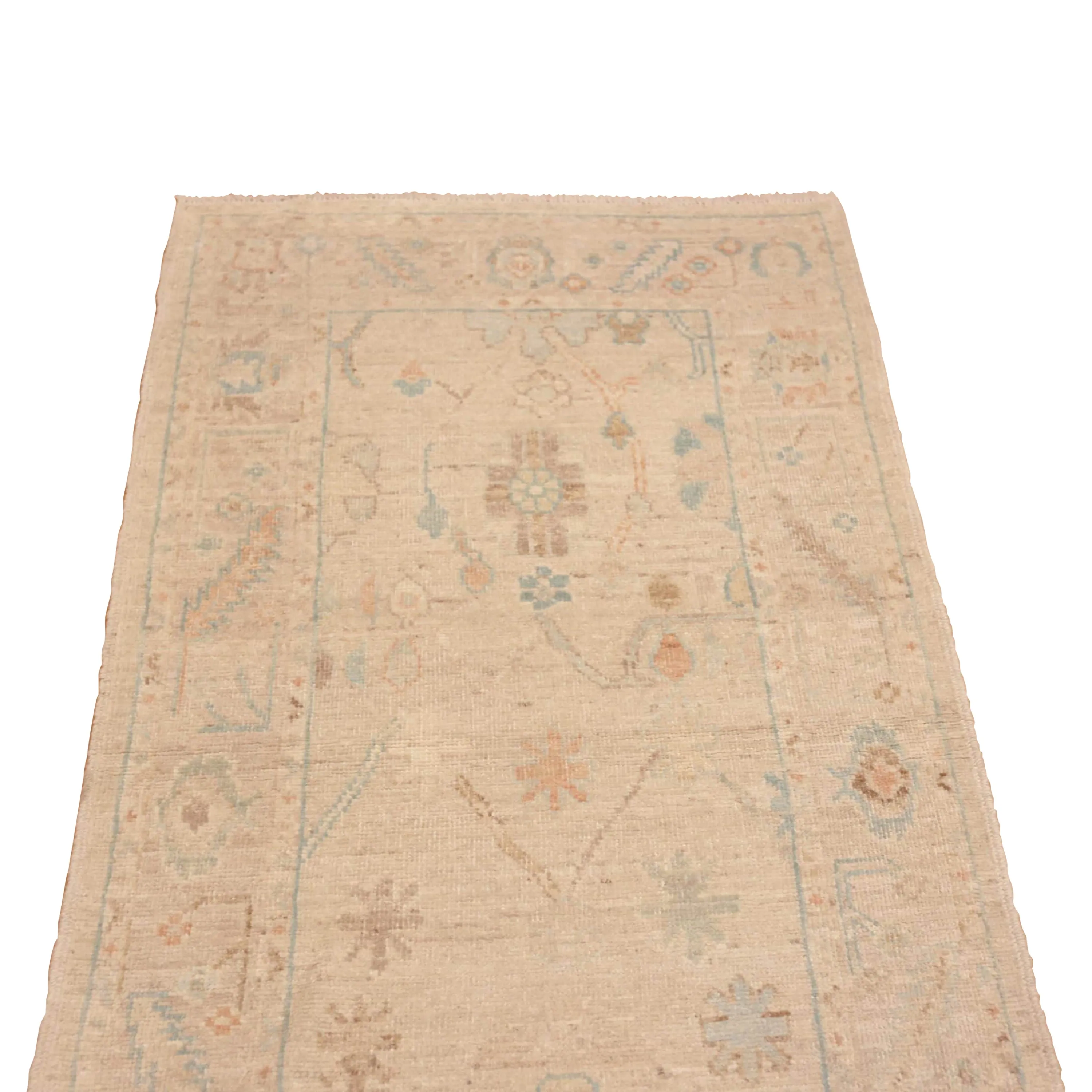 Beige Zameen Modern Wool Runner - 2'11" x 10'4"