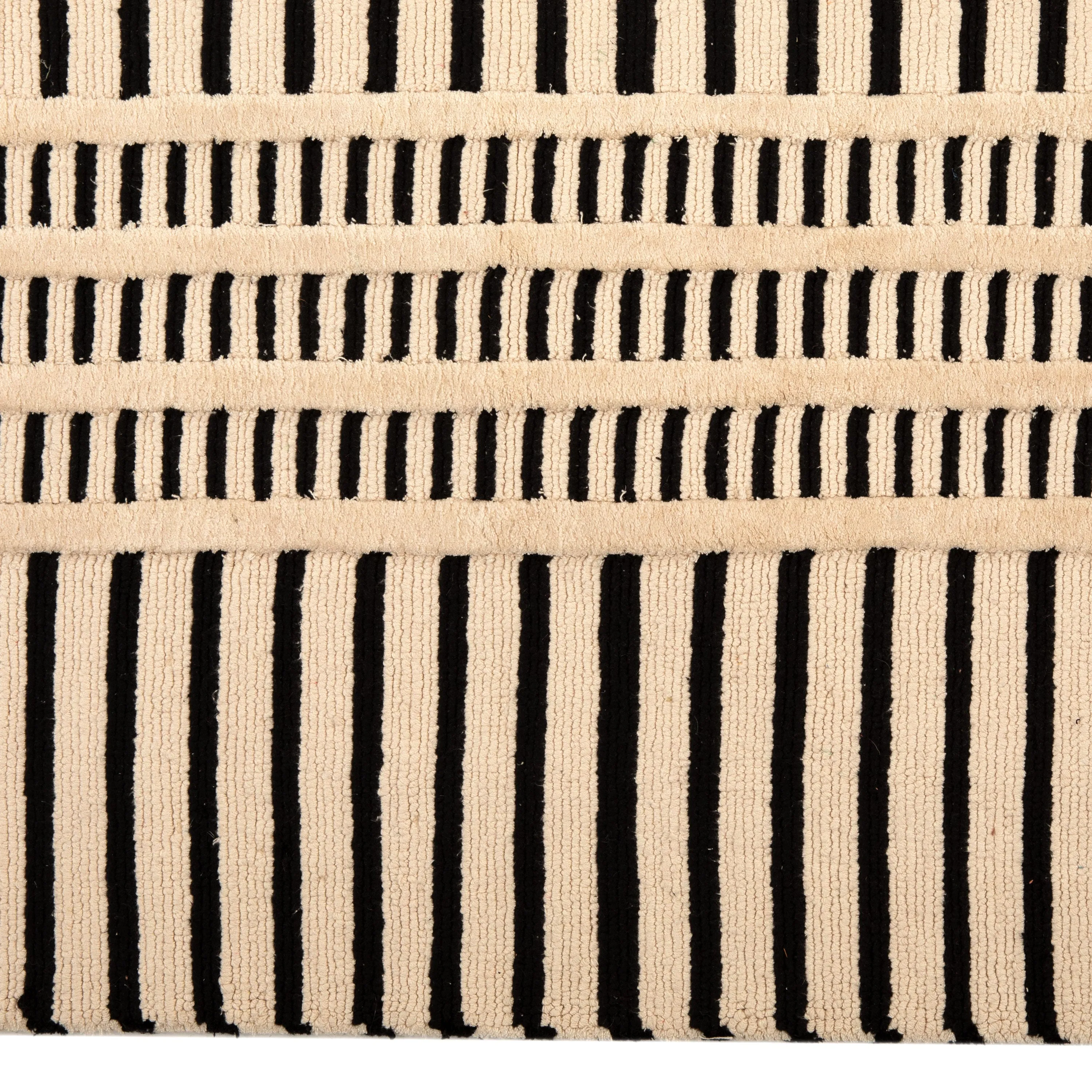 Black & White Contemporary Silk Rug - 8' x 10'