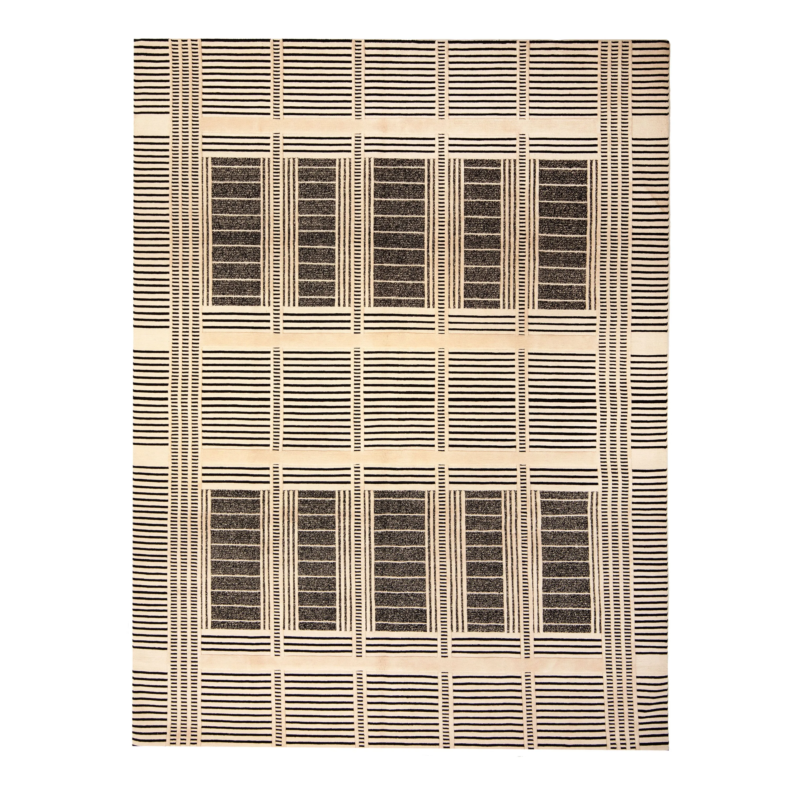 Black & White Contemporary Silk Rug - 8' x 10'