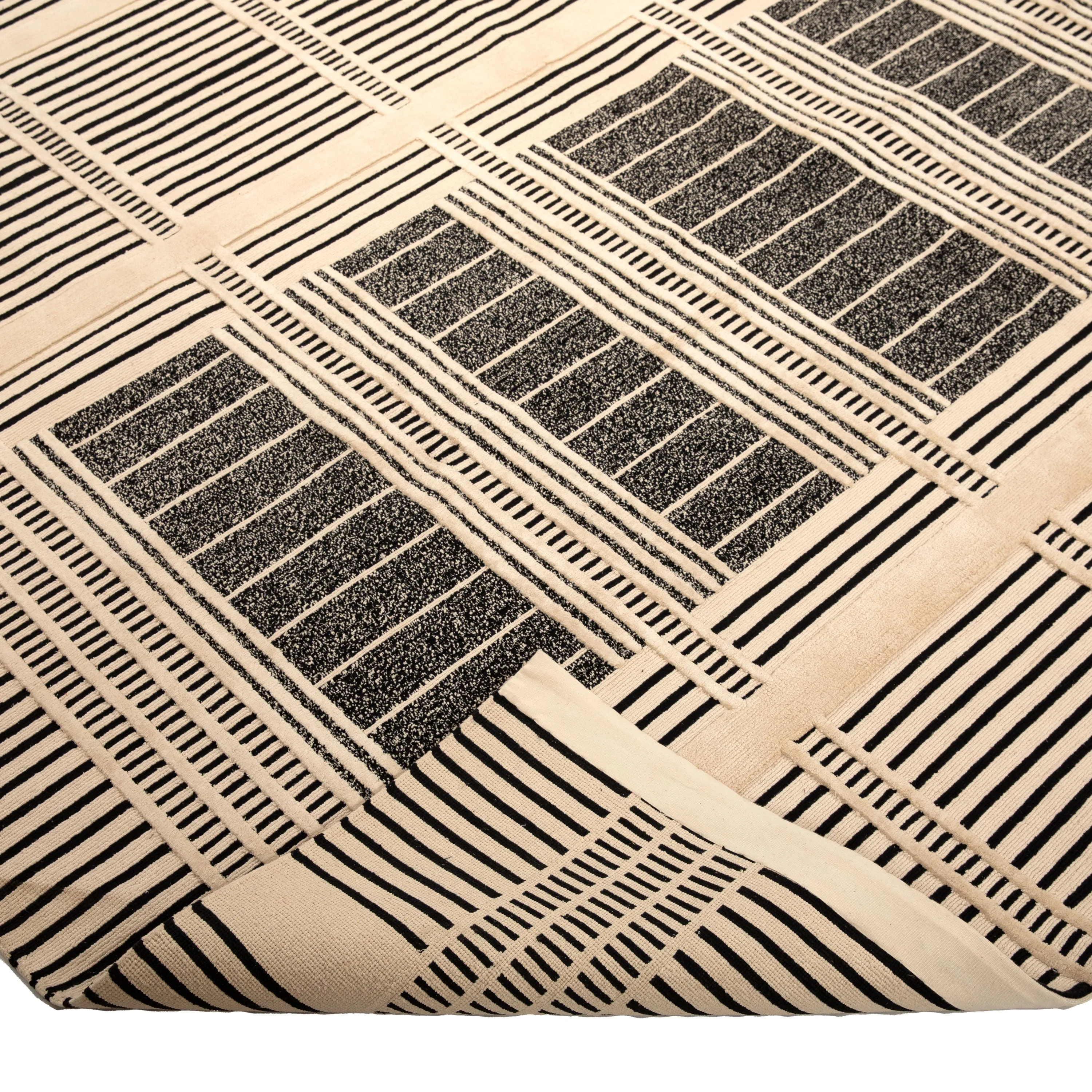Black & White Contemporary Silk Rug - 8' x 10'