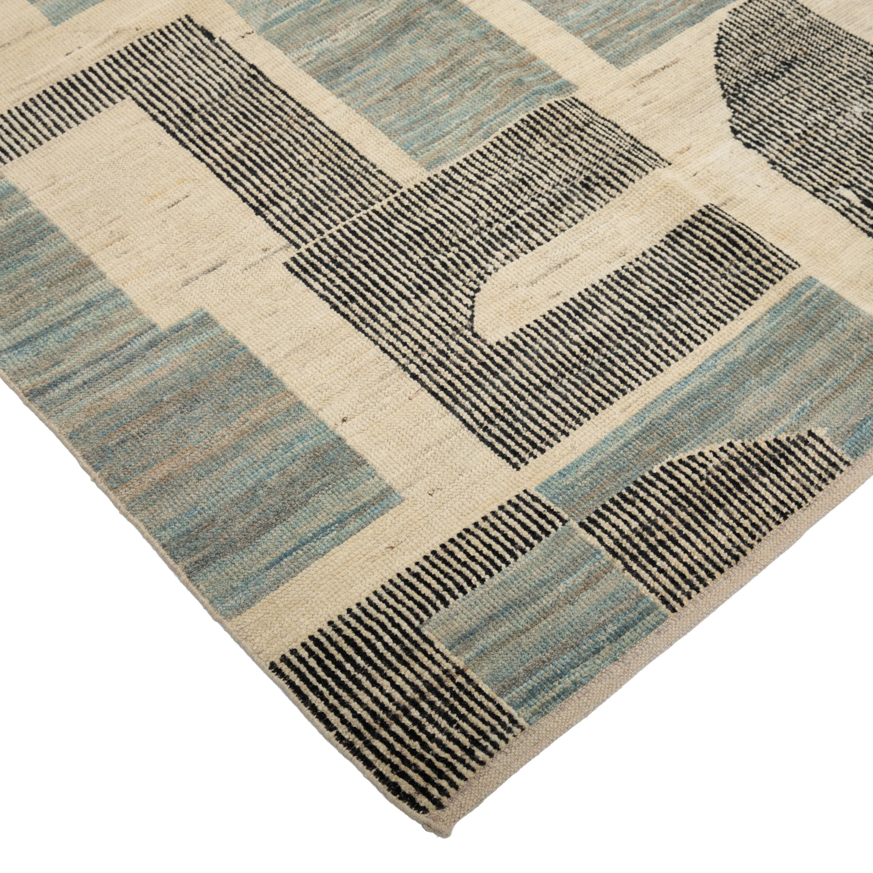 Blue & Grey Zameen Transitional Wool Rug - 9'7" x 11'9"