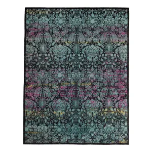 Blue & Pink Contemporary Tibetan Silk Wool Blend Rug - 8' x 10'2"