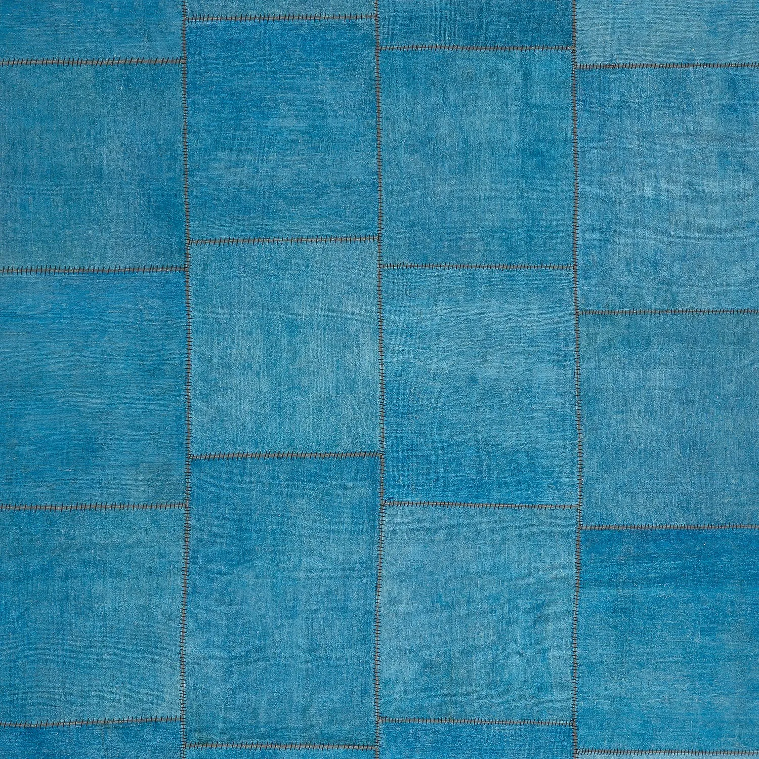 Blue Overdyed Patchwork Wool Rug - 8'11" x 12'10"