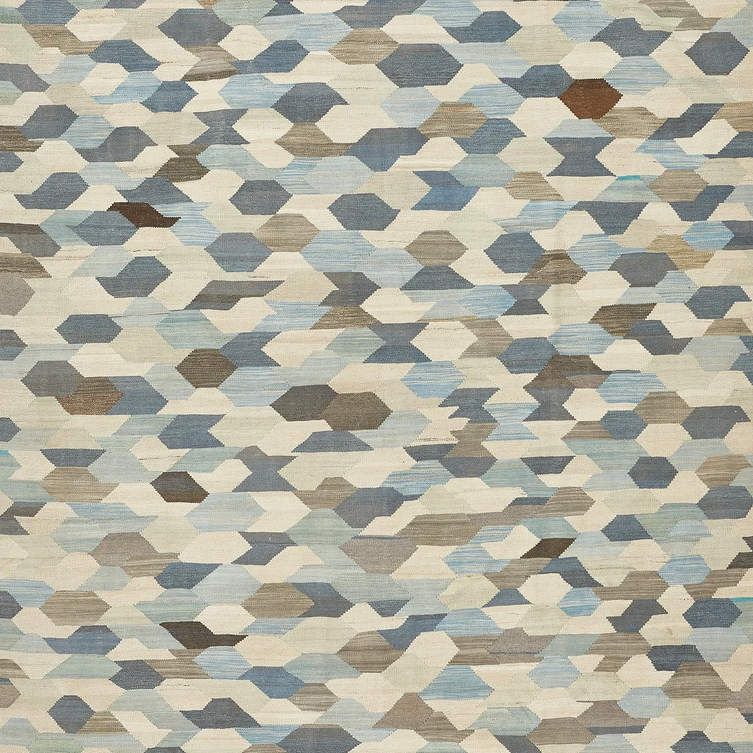 Blue Turkish Flatweave Wool Rug - 8' x 11'5"
