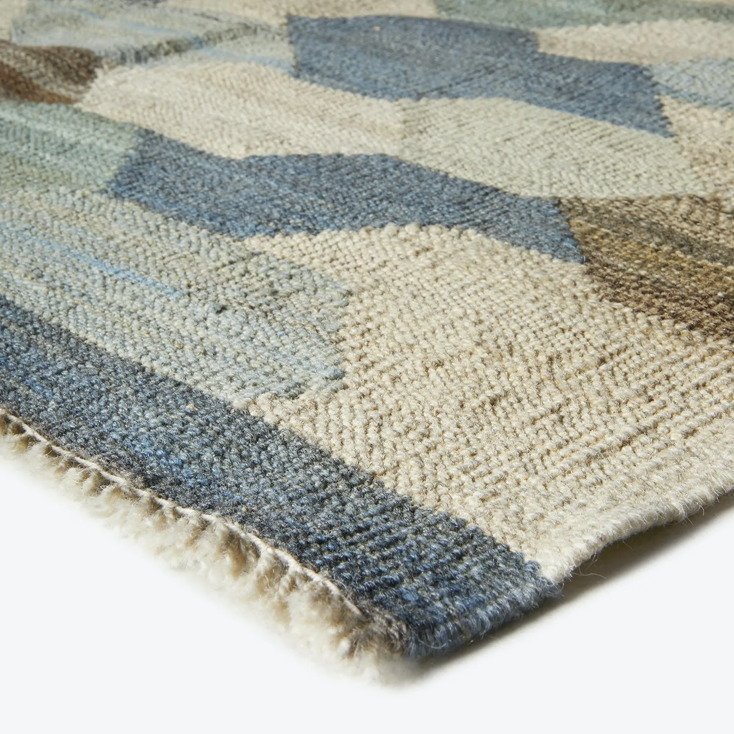 Blue Turkish Flatweave Wool Rug - 8' x 11'5"