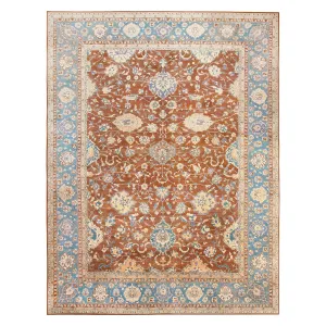 Brown & Blue Antique Agra Rug - 20'8" x 26'8"