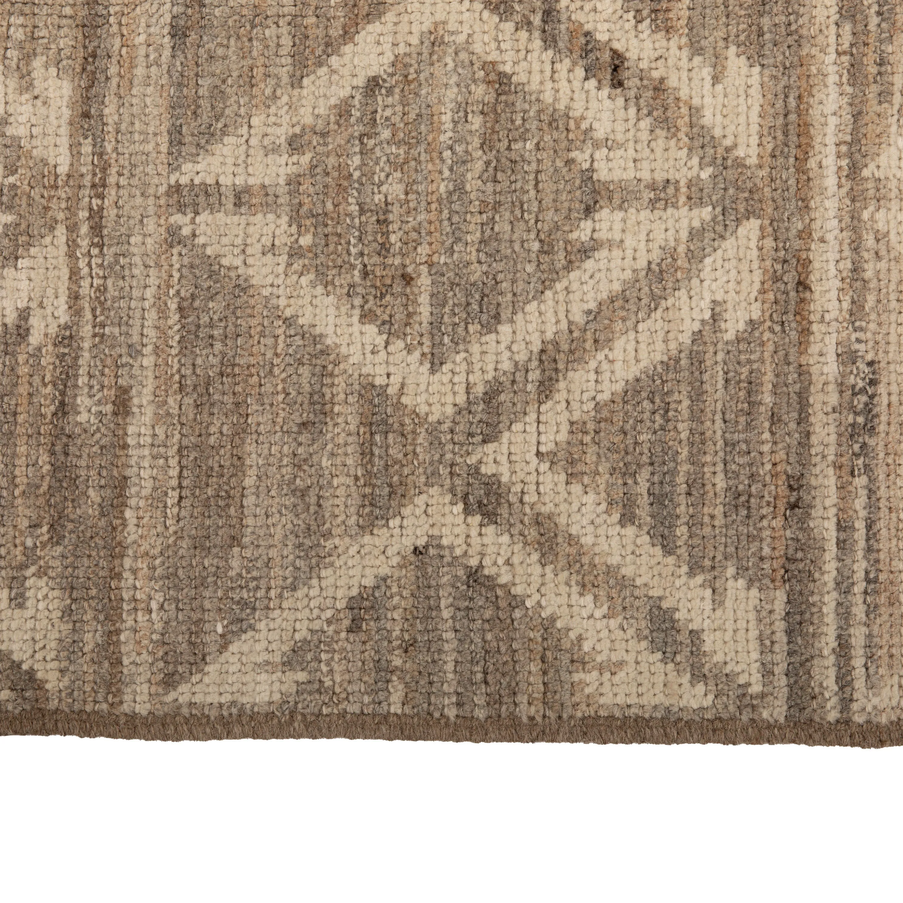 Brown & Cream Zameen Modern Wool Rug - 5'6" x 9'9"
