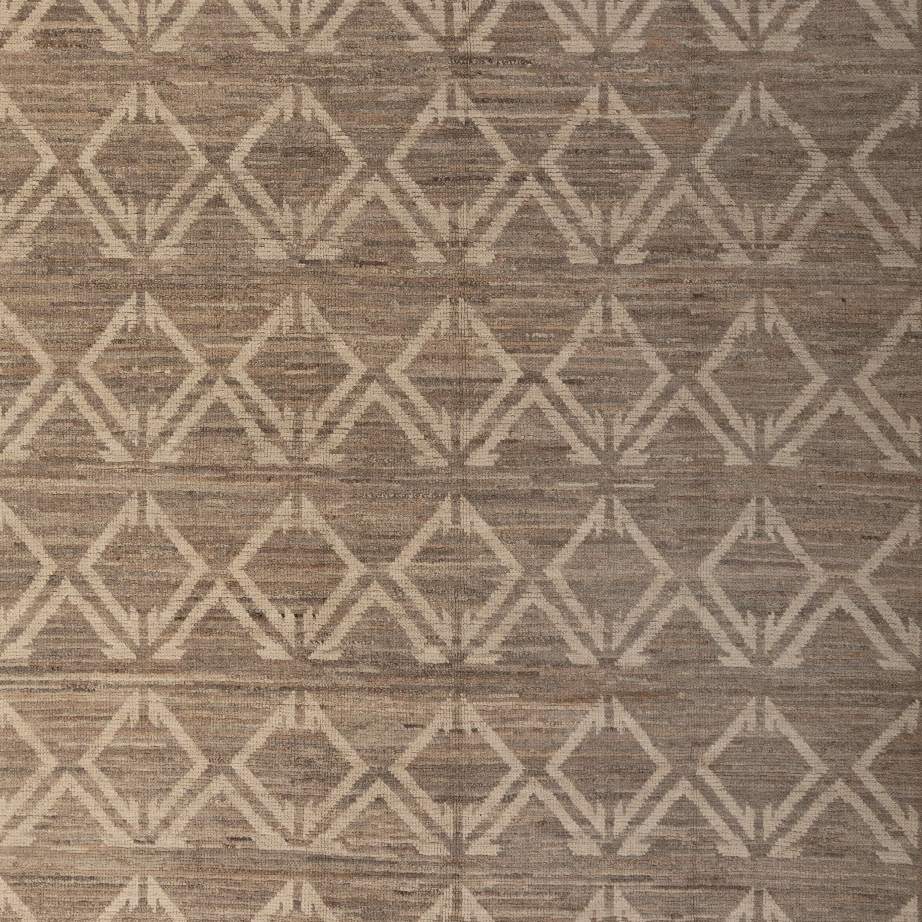 Brown & Cream Zameen Modern Wool Rug - 5'6" x 9'9"