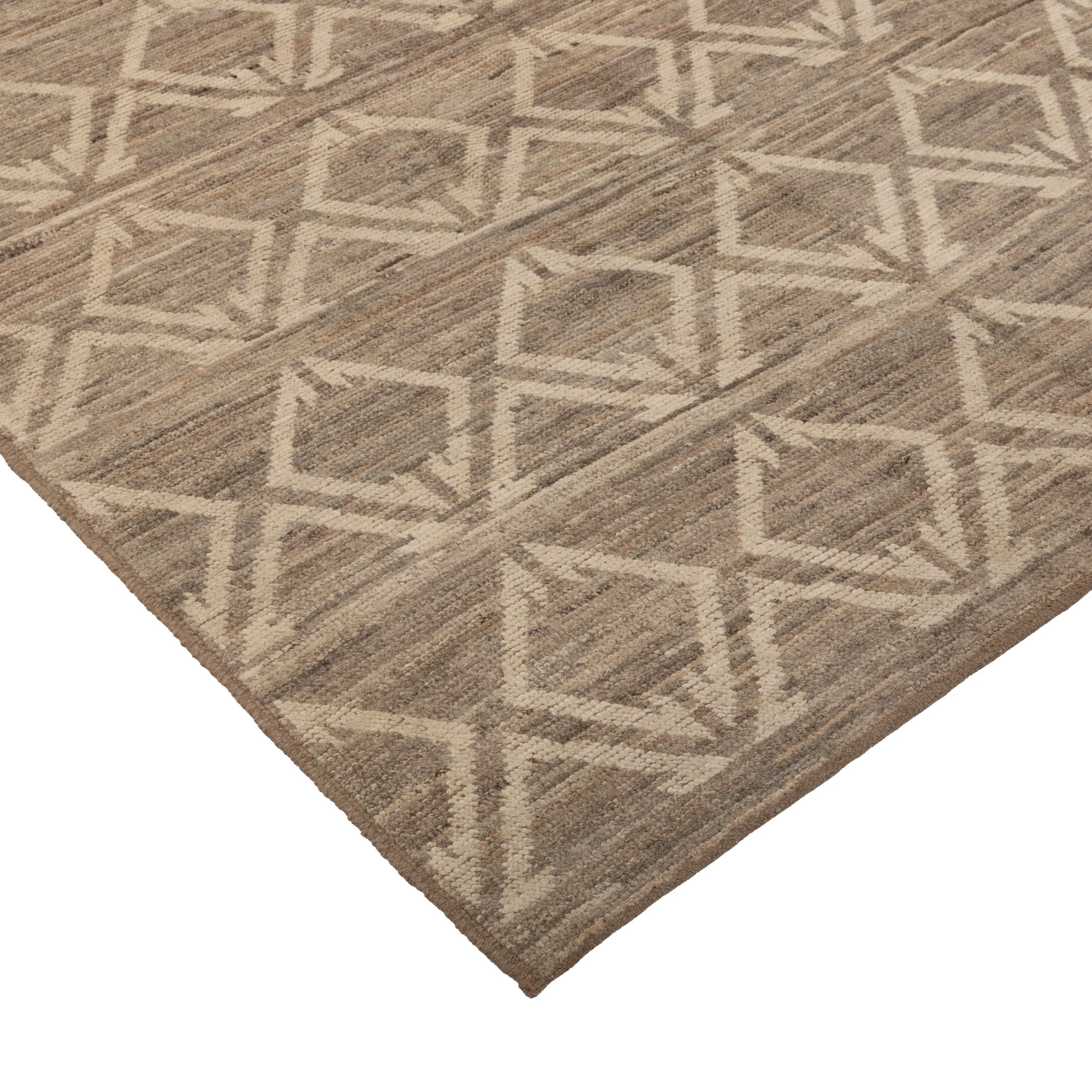 Brown & Cream Zameen Modern Wool Rug - 5'6" x 9'9"