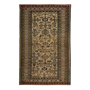 Brown Antique Perpedil Persian Rug - 4'3" x 6'10"
