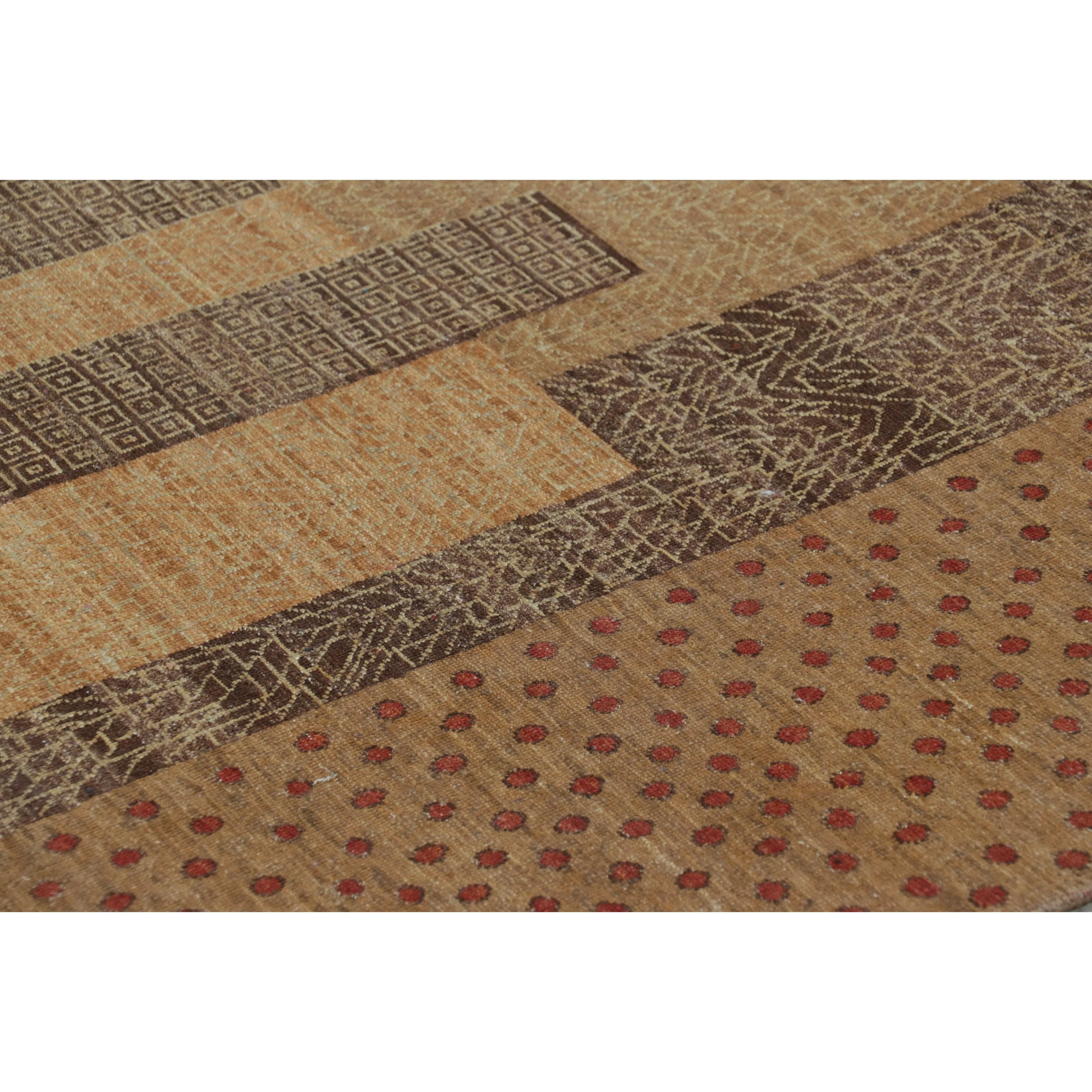Brown Contemporary Wool Cotton Rug - 8' x 9'7"