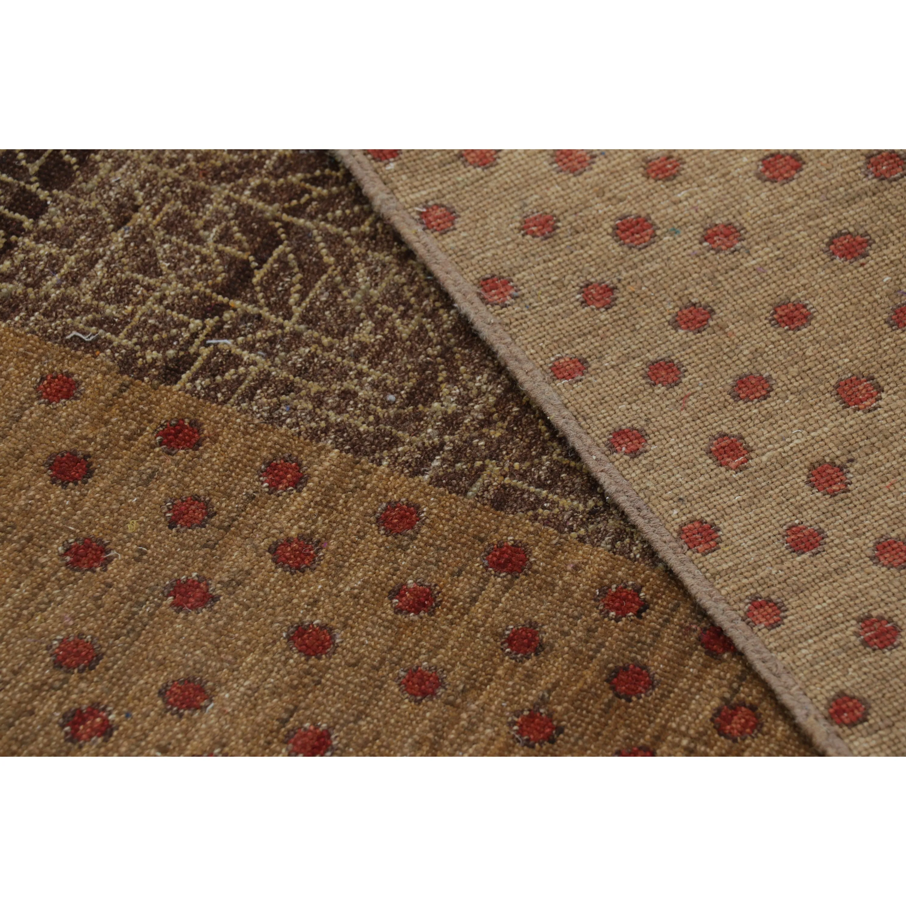 Brown Contemporary Wool Cotton Rug - 8' x 9'7"