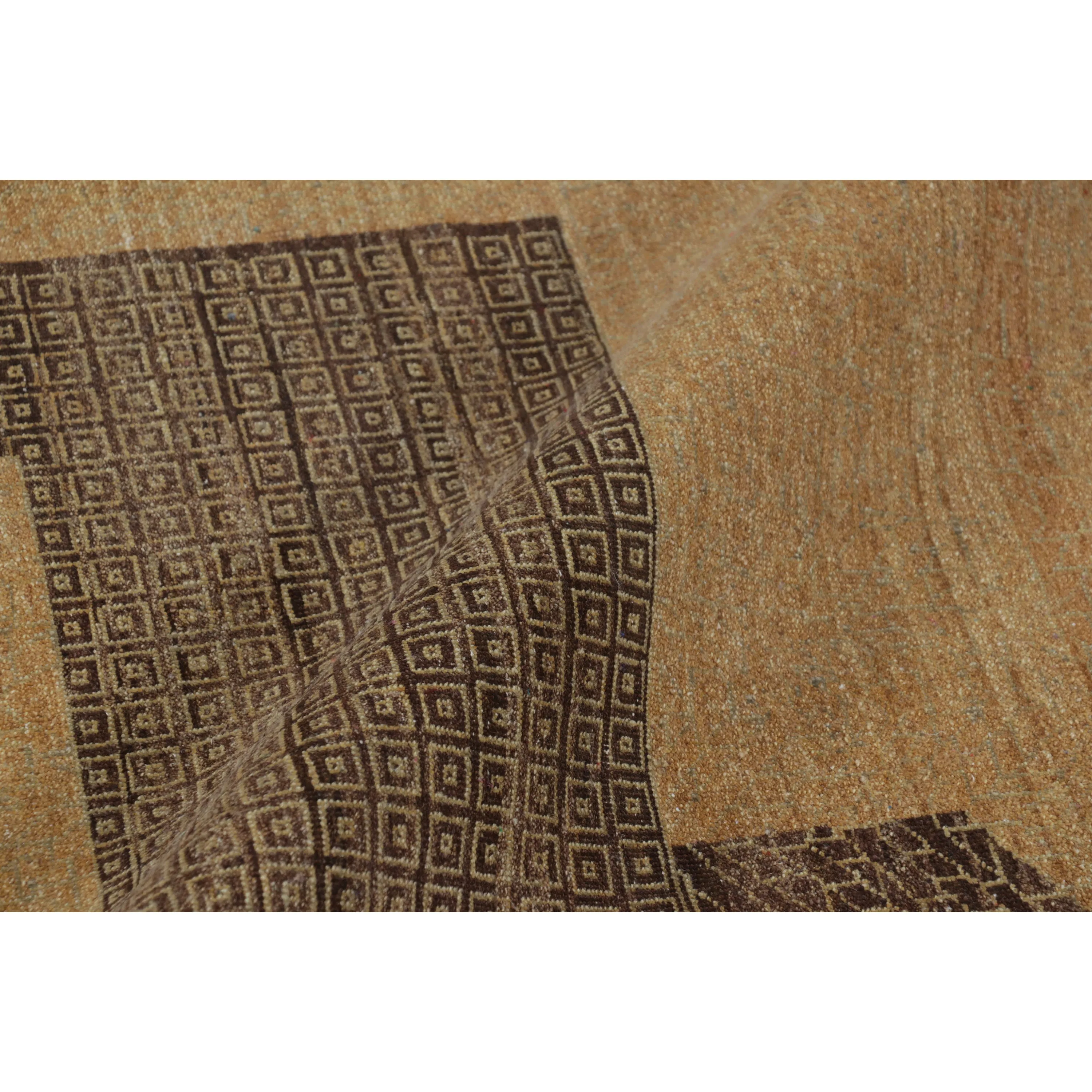 Brown Contemporary Wool Cotton Rug - 8' x 9'7"