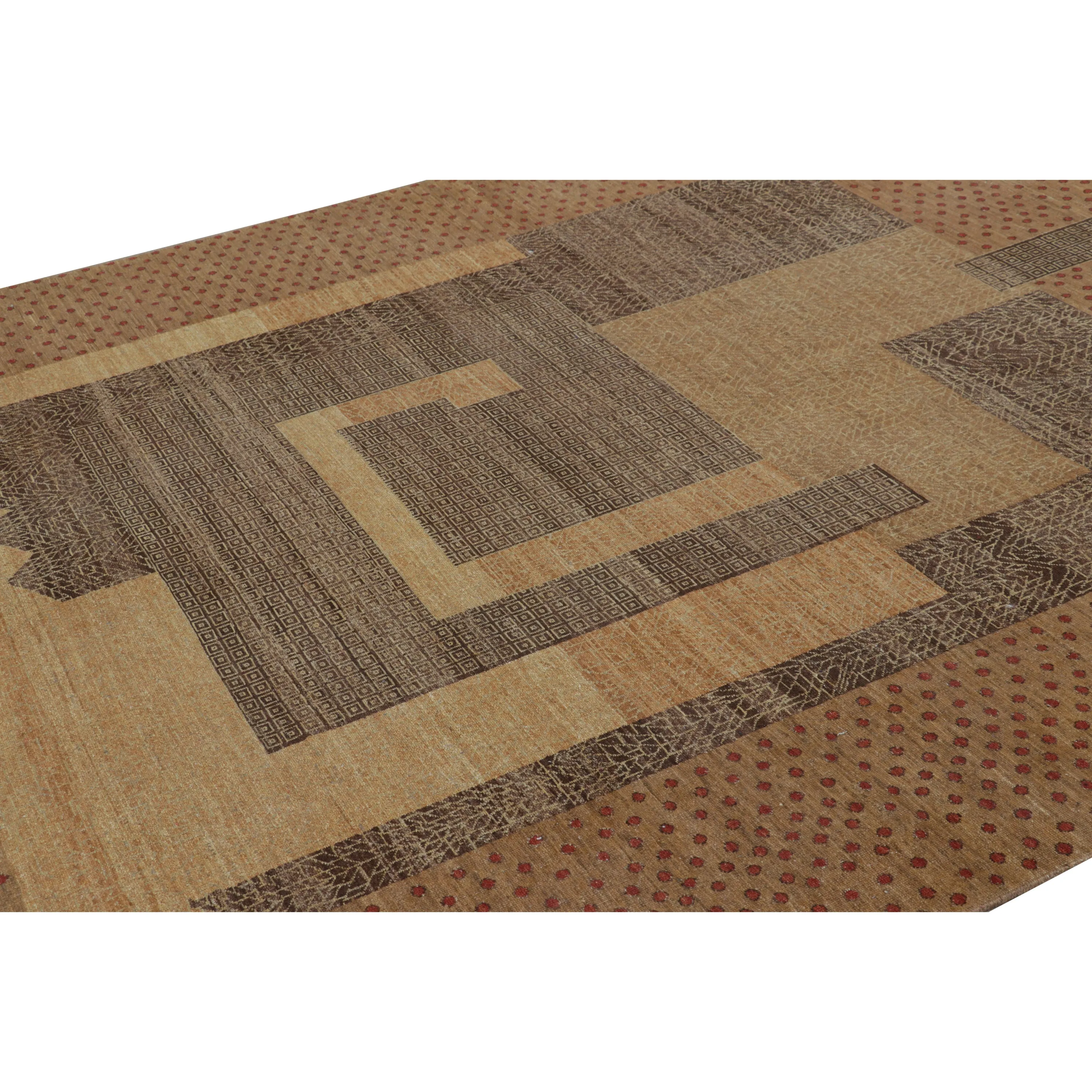 Brown Contemporary Wool Cotton Rug - 8' x 9'7"
