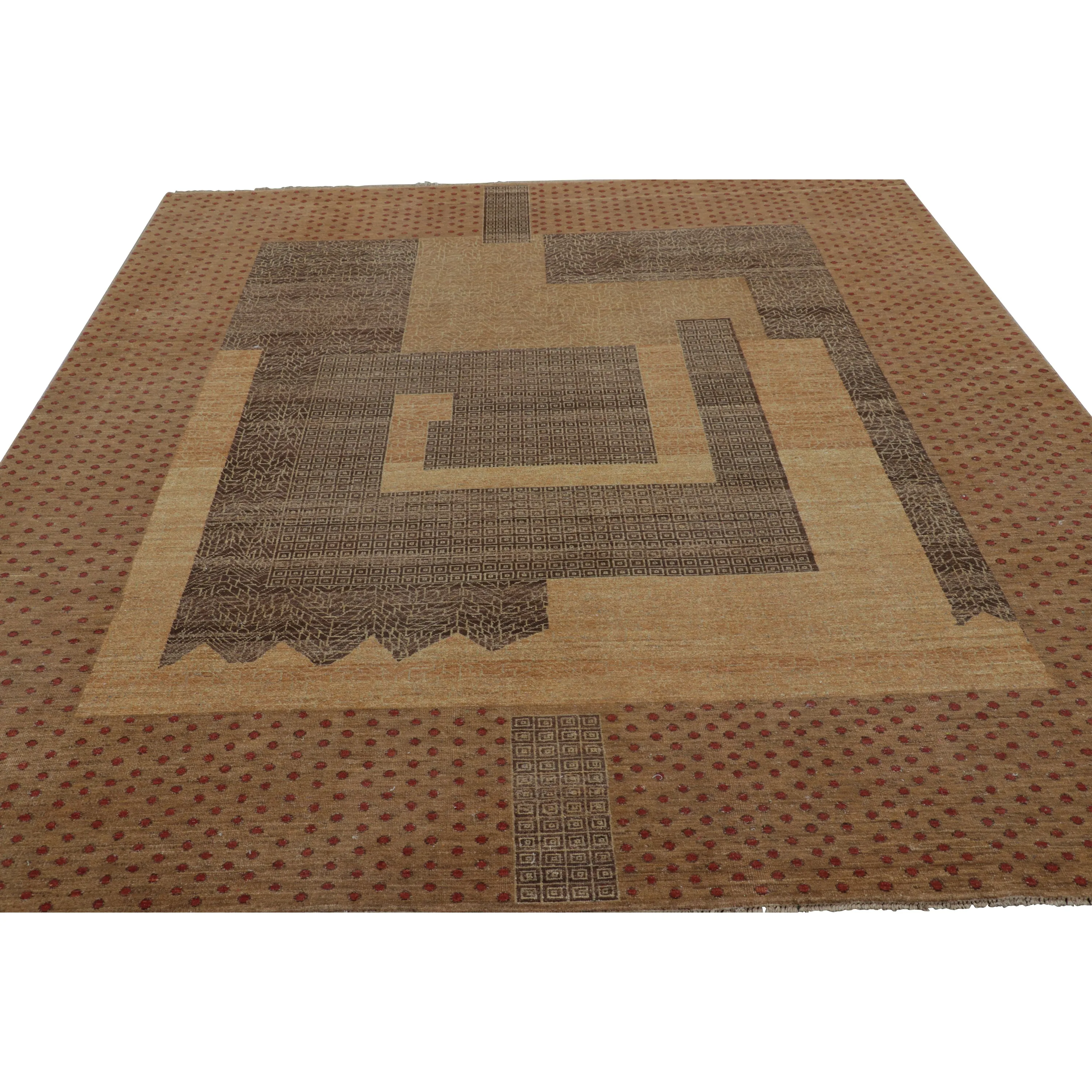 Brown Contemporary Wool Cotton Rug - 8' x 9'7"