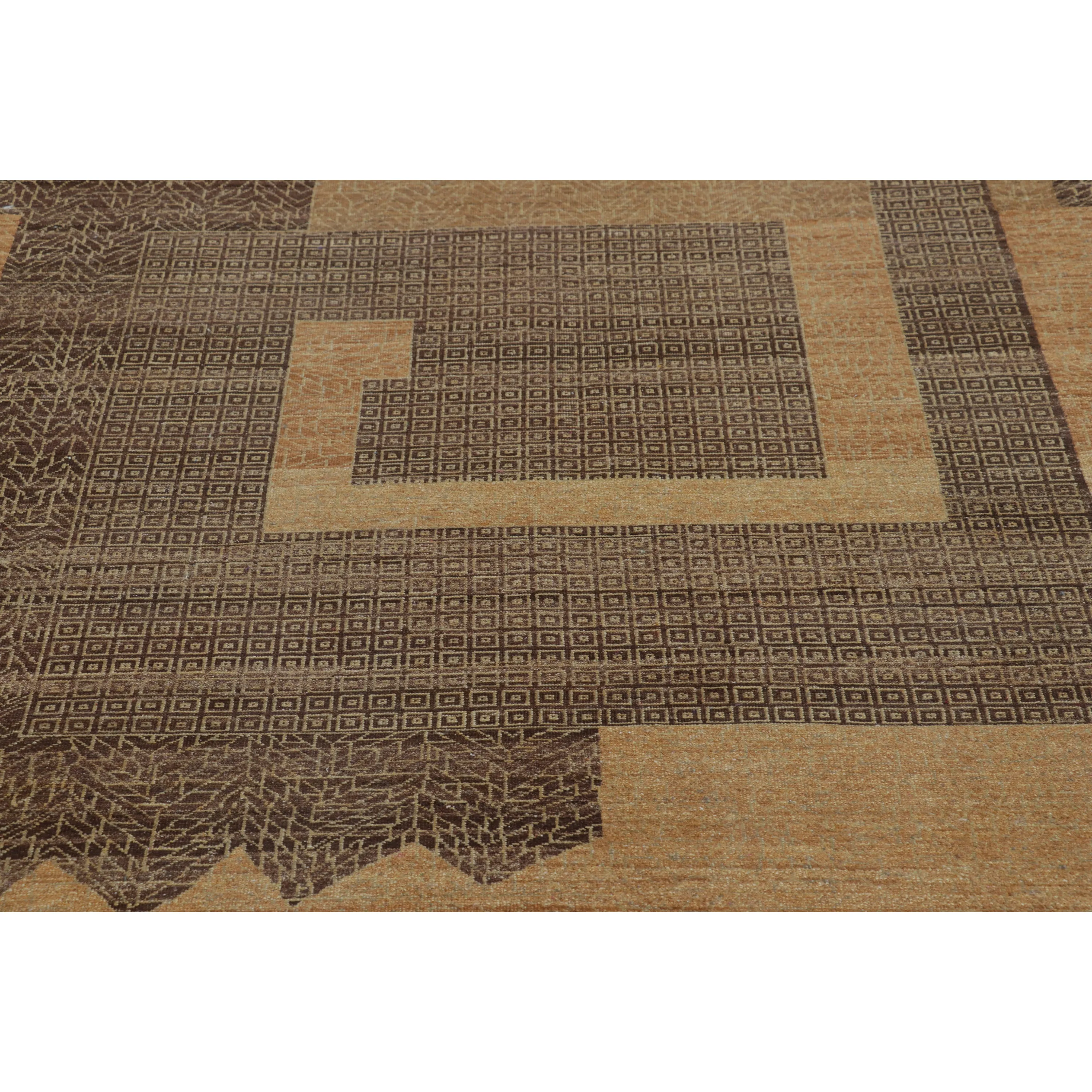 Brown Contemporary Wool Cotton Rug - 8' x 9'7"