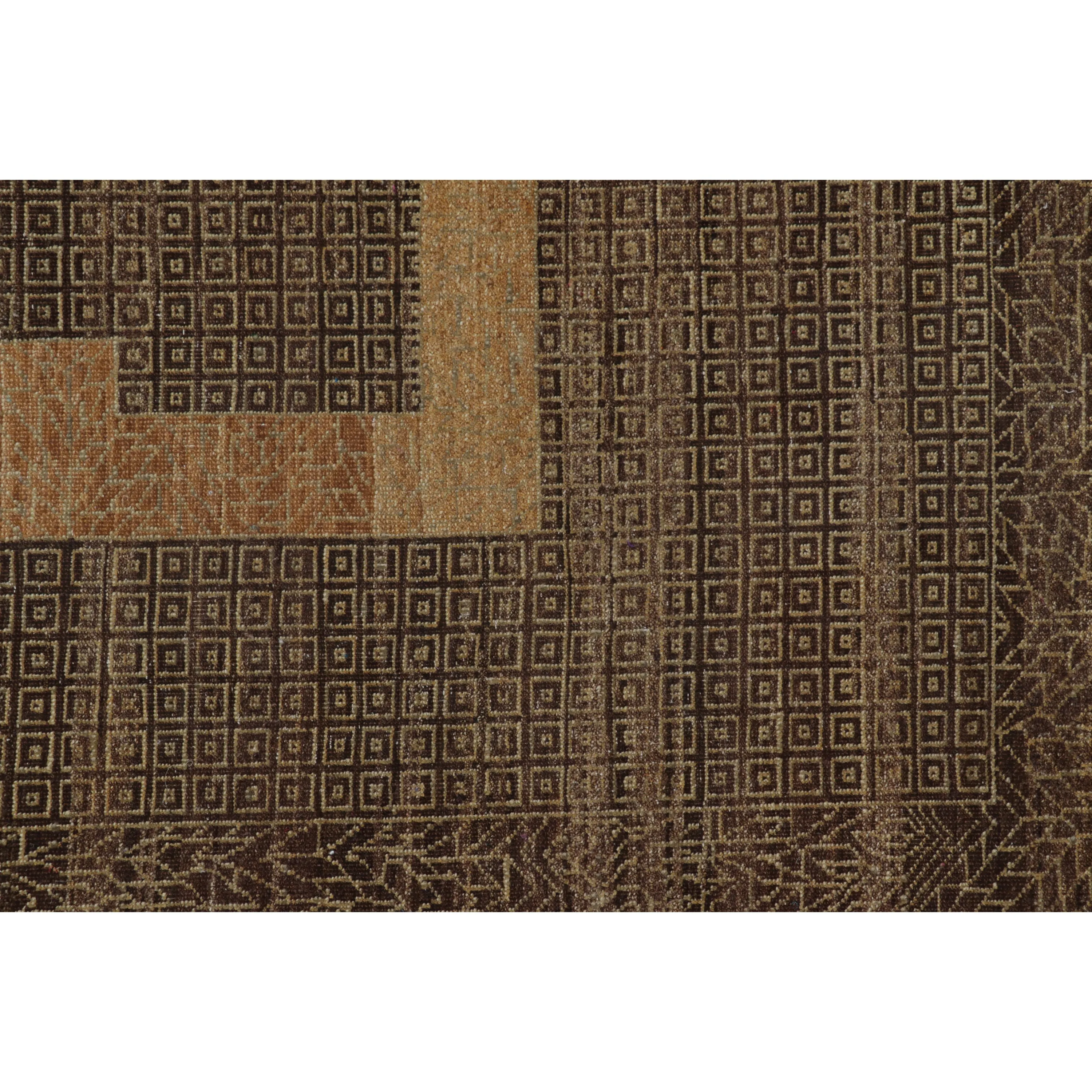 Brown Contemporary Wool Cotton Rug - 8' x 9'7"