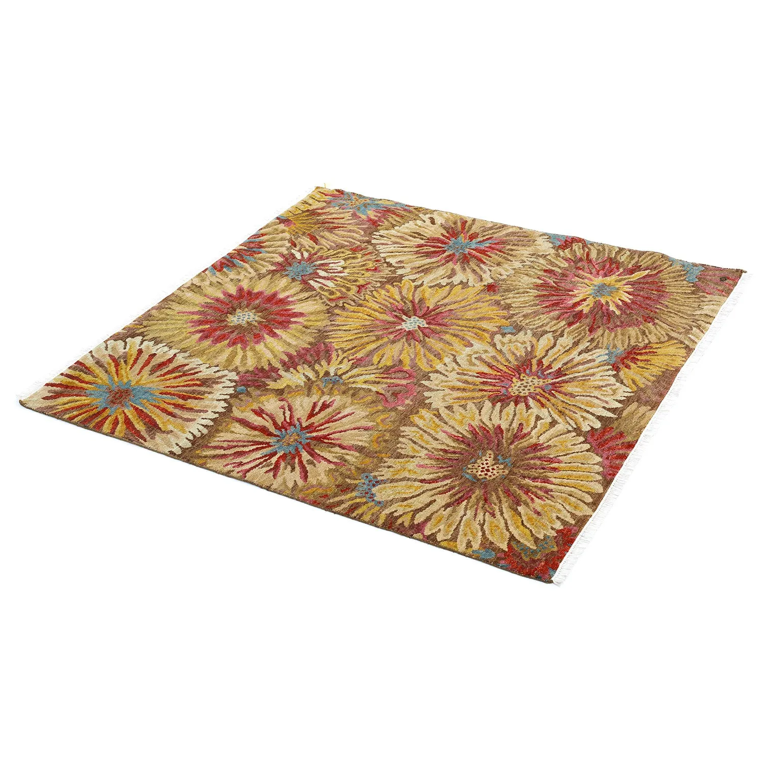 Brown Contemporary Wool Rug - 5' x 5'3"