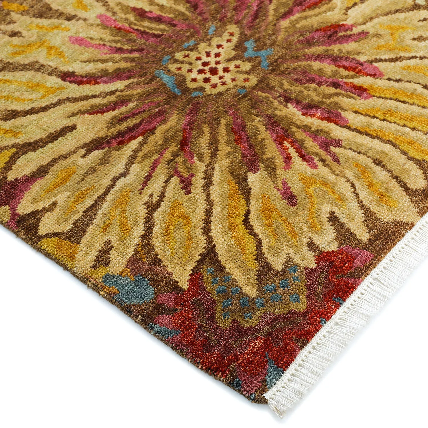 Brown Contemporary Wool Rug - 5' x 5'3"