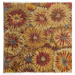 Brown Contemporary Wool Rug - 5' x 5'3"