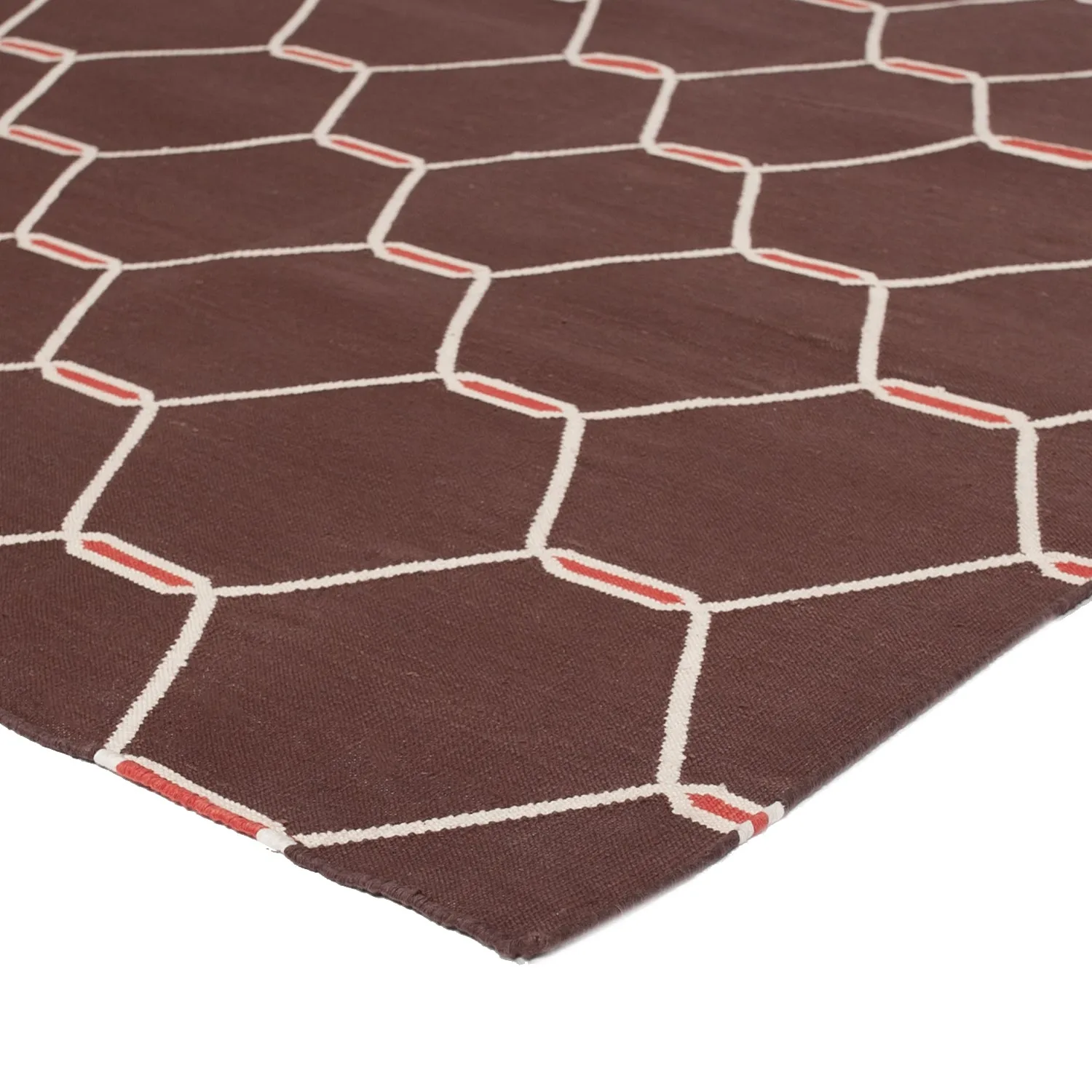 Brown Flatweave Cotton Rug - 3'6" x 5'6"