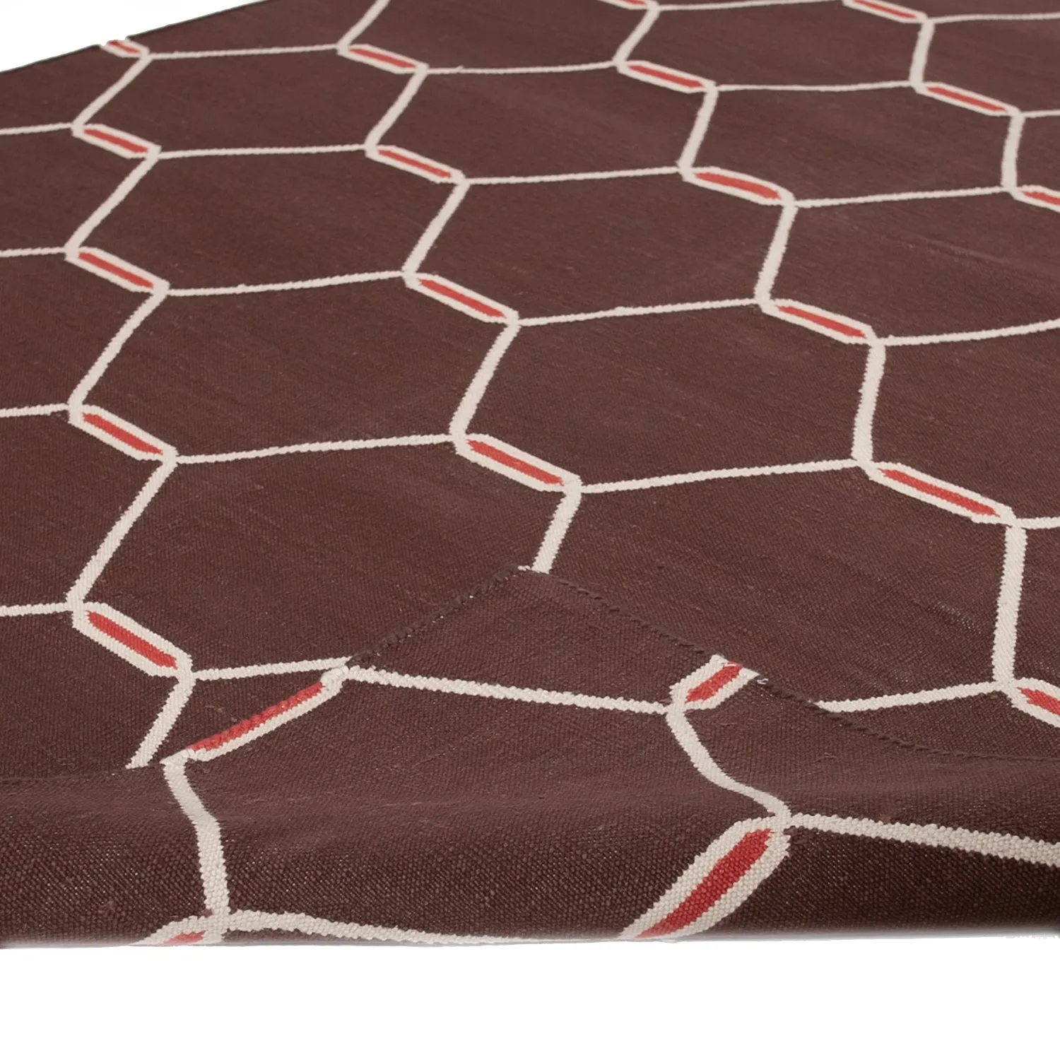 Brown Flatweave Cotton Rug - 3'6" x 5'6"
