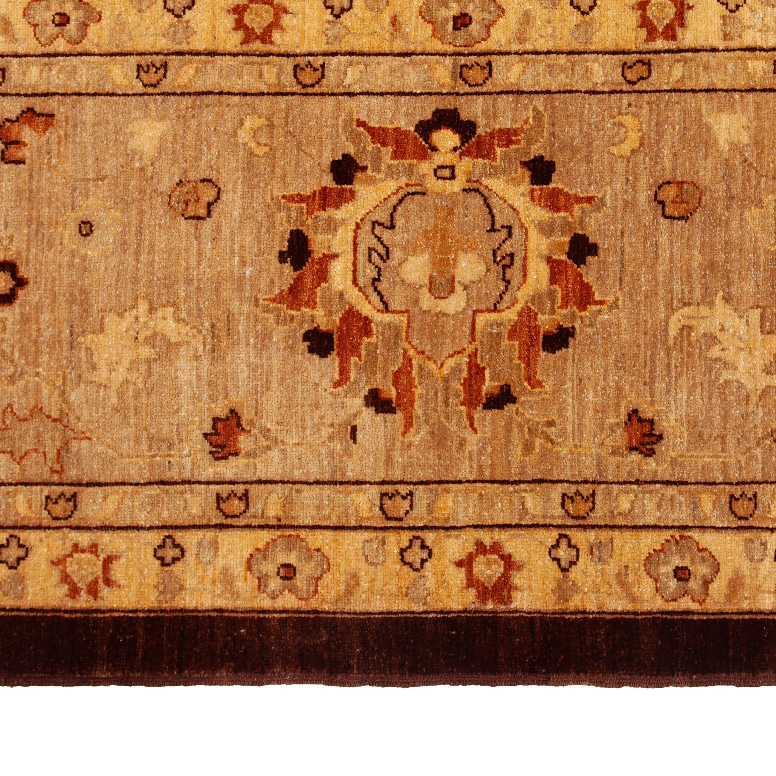 Brown Traditioanl Khyber Wool Rug - 9'10" x 13'10"