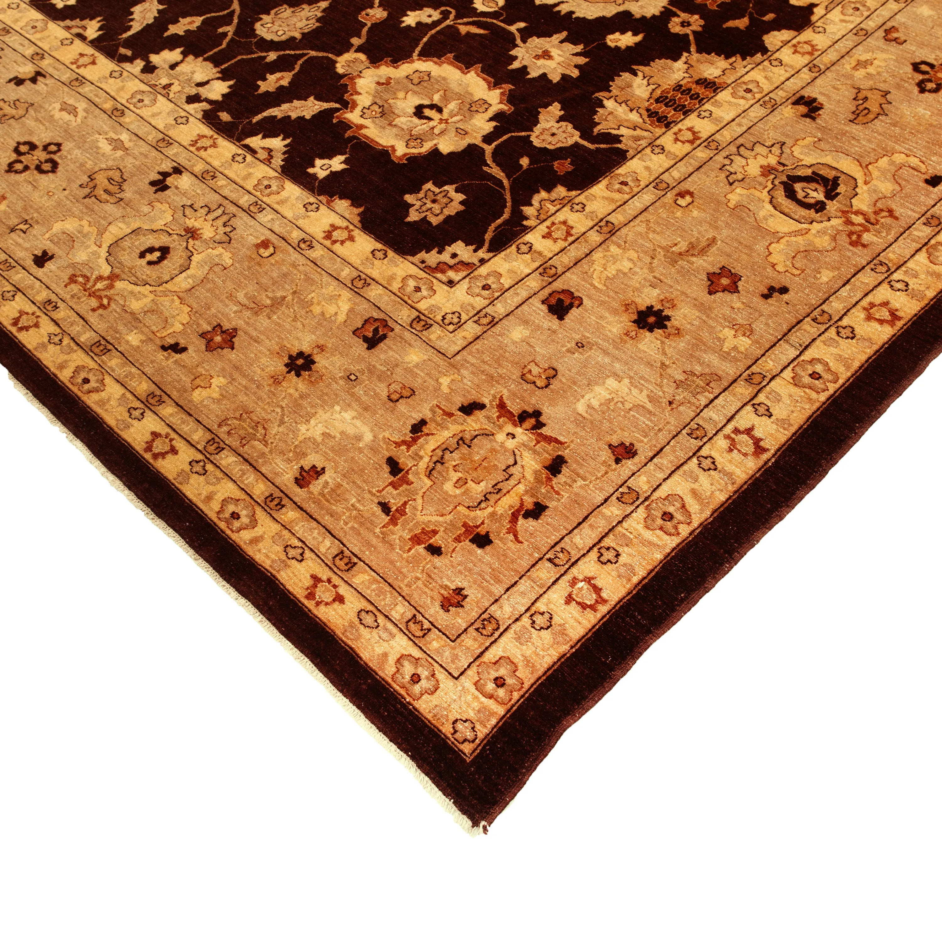 Brown Traditioanl Khyber Wool Rug - 9'10" x 13'10"