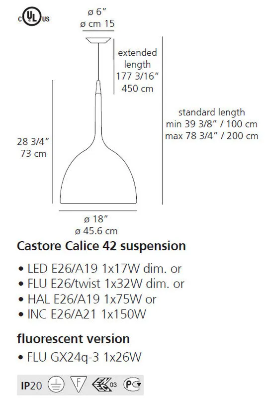 Castore Calice Suspension Lamp