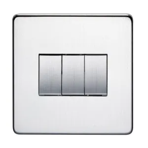 Crabtree Platinum 7173-SC 3 Gang Switch Satin Chrome