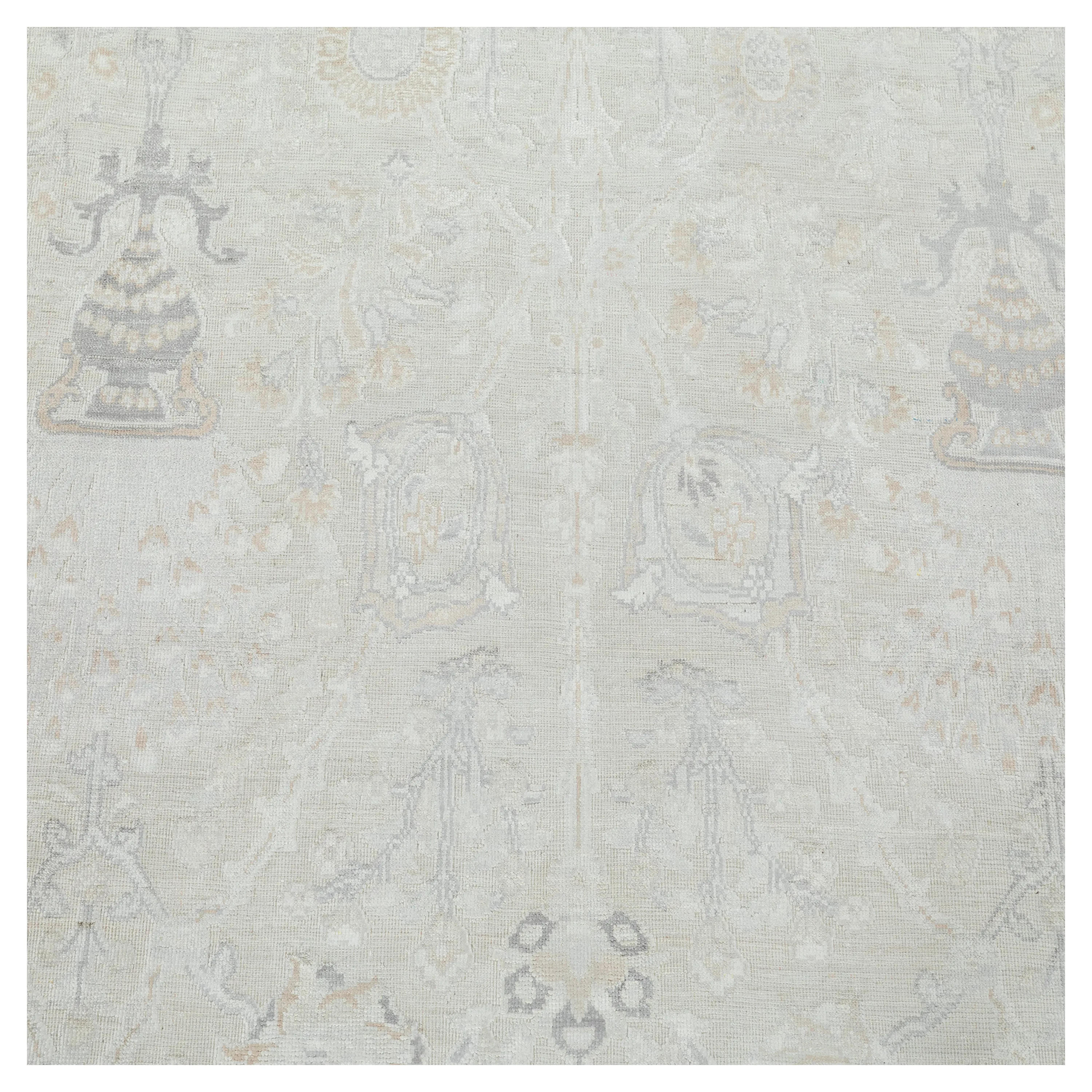 Cream & Taupe Transitional Silk Rug - 9' x 12'5"